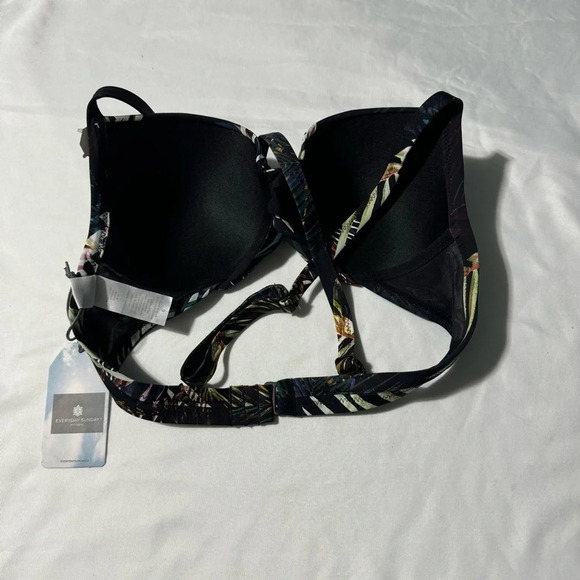 NWT Everyday Sunday Bikini Top  Midnight Multi Colour Palm Size 6 D Cup - Picture 3 of 8